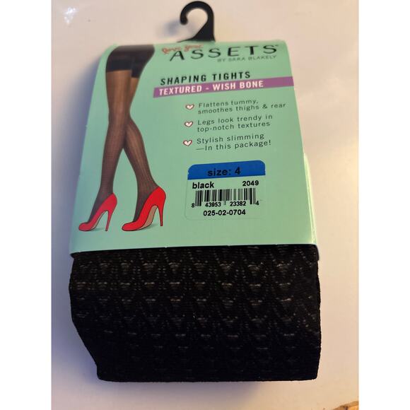 Spanx Assets by Sara Blakely Textured Shaping Tights Size 4 Wish Bone Black - Picture 1 of 5
